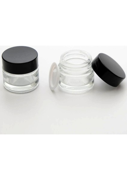 25 Adet Boş Cam Krem Kavanozu, 10 Ml, Silindir Model, Şeffaf