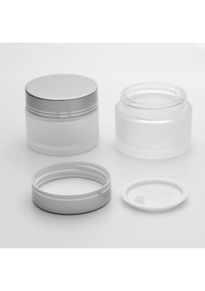 10 Adet Boş Cam Krem Kavanozu, 50 Ml, Silindir, Çizgili Kapak Model, Buzlamalı fiyatları
