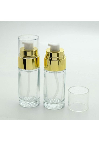15 Adet Boş Cam Losyon Şişe, 40 Ml, Silindir Model, Şeffaf