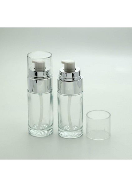 15 Adet Boş Cam Losyon Şişe, 40 Ml, Silindir Model, Şeffaf