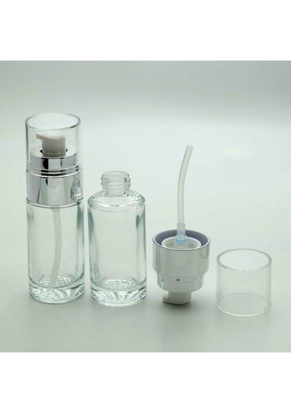 15 Adet Boş Cam Losyon Şişe, 40 Ml, Silindir Model, Şeffaf