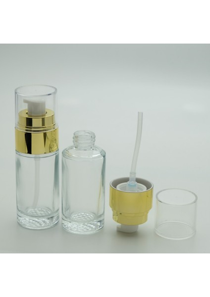 15 Adet Boş Cam Losyon Şişe, 40 Ml, Silindir Model, Şeffaf
