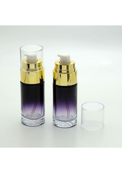 15 Adet Boş Cam Losyon Şişe, 40 Ml, Silindir Model, Siyah-Mor Degrade Boyalı