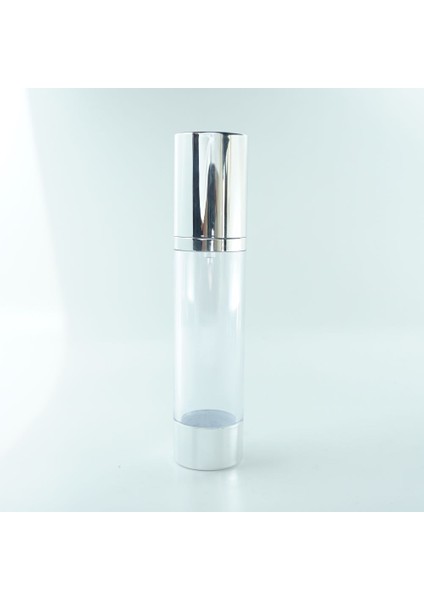 15 Adet Boş Akrilik Airless Krem Şişe, 50 Ml, Silindir, Havasız Pompa Model, Şeffaf