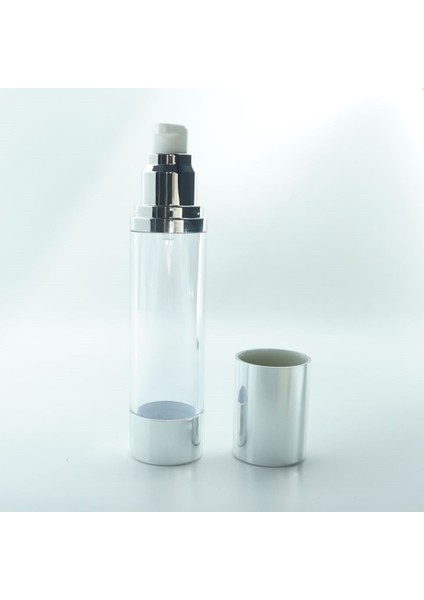 15 Adet Boş Akrilik Airless Krem Şişe, 50 Ml, Silindir, Havasız Pompa Model, Şeffaf