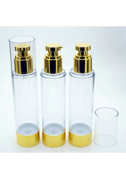 15 Adet Boş Akrilik Airless Krem Şişe, 100 Ml, Silindir, Havasız Pompa Model, Şeffaf