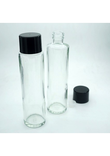 15 Adet Boş Cam Kolonya Şişe, 180 Ml, Silindir Model, Şeffaf