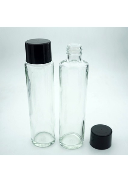 15 Adet Boş Cam Kolonya Şişe, 180 Ml, Silindir Model, Şeffaf