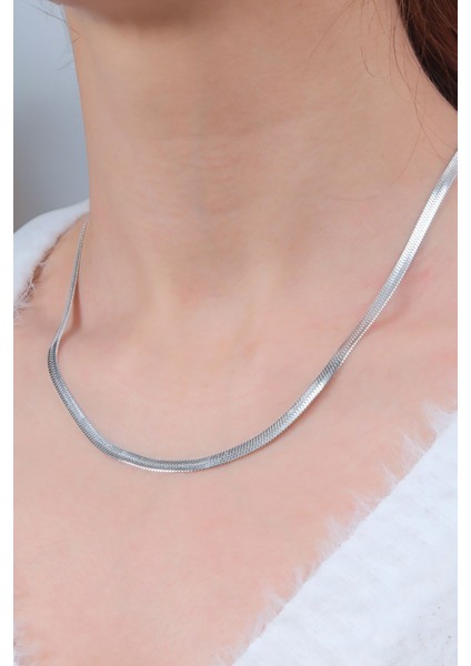 Çelik Italyan Zincir Yüksek Kalite Kararmaz Çelik Gümüş Yassı 45 cm Yassı Kolye Gümüş fiyatları