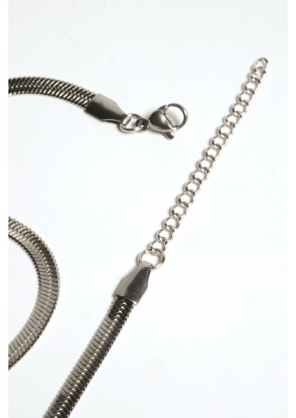 Çelik Italyan Zincir Yüksek Kalite Kararmaz Çelik Gümüş Yassı 45 cm Yassı Kolye Gümüş fırsatları