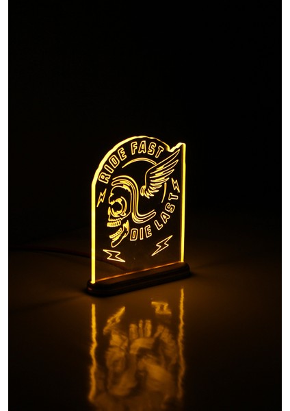 Ride Fast LED Lamba / Gece Lambası Kuru Kafa / Motosiklet Dekoratif Aydınlatma / Chopper LED Işıklı / Moto Ambians Işığı