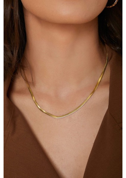 Sarı Kadın Italyan Yassı Zincir Kolye- Ithal Kararmaz Çelik Zincir Kolye Paslanmaz Çelik fiyatları