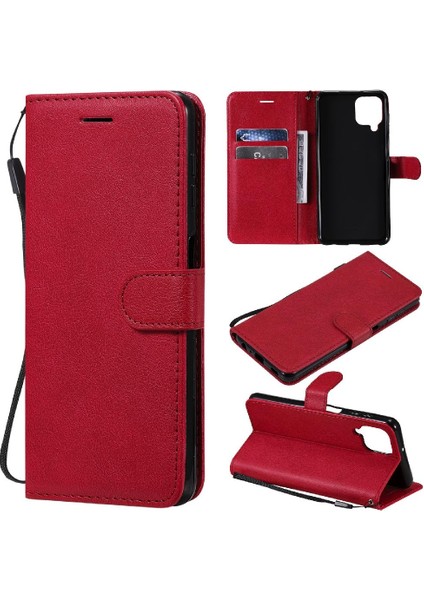Samsung Galaxy A22 4g Klasik Düz Renk Iş Cüzdan Için Flip Case (Yurt Dışından)