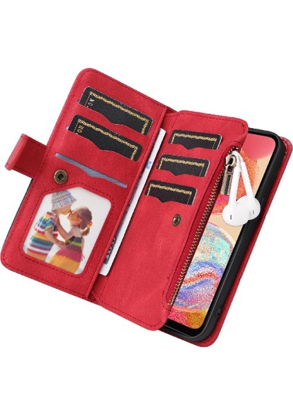 Kart Yuvası Standı Dokuz Kart Yuvaları Fermuar ile Samsung Galaxy A04E Için Kılıf (Yurt Dışından) fırsatları