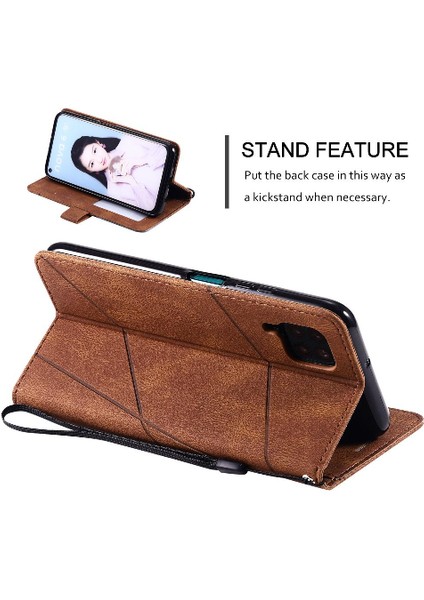 Huawei P40 Lite Darbeye Kart Tutucu Için Kickstand Pu Deri Flip Case (Yurt Dışından)