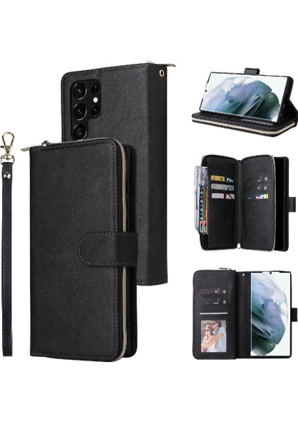 Samsung Galaxy S22 Ultra Kart Tutucu Fermuarlı Cebi El Çantası (Yurt Dışından)