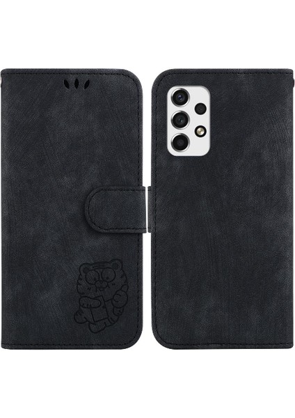 Samsung Galaxy A33 5g Flip Folio Tutucu Kapak Kabartmalı Sevimli Kaplan (Yurt Dışından)
