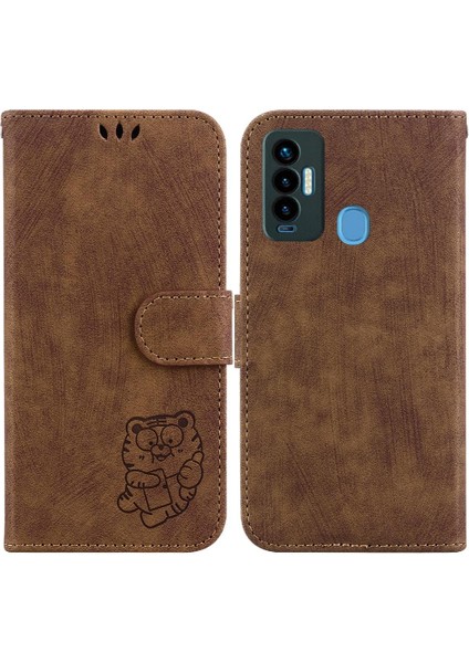 Tecno Camon 18I Kabartmalı Sevimli Kaplan Flip Folio Kart Cep Cüzdan Için Kılıf (Yurt Dışından)