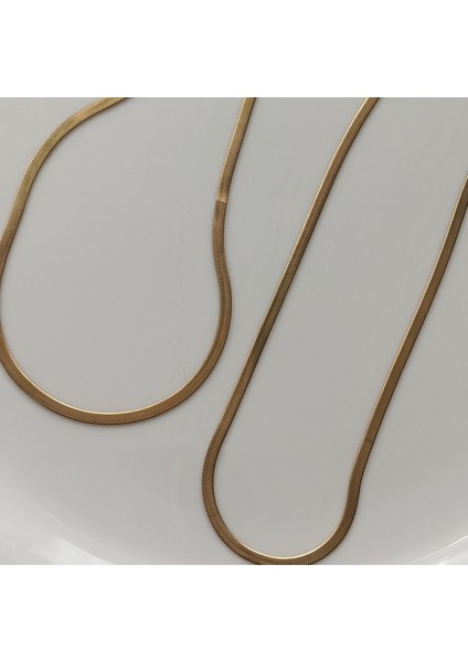 Italyan Ezme Yassı Çelik Zincir 45 cm Kararma Yapmaz Normal Sarı Çelik modelleri