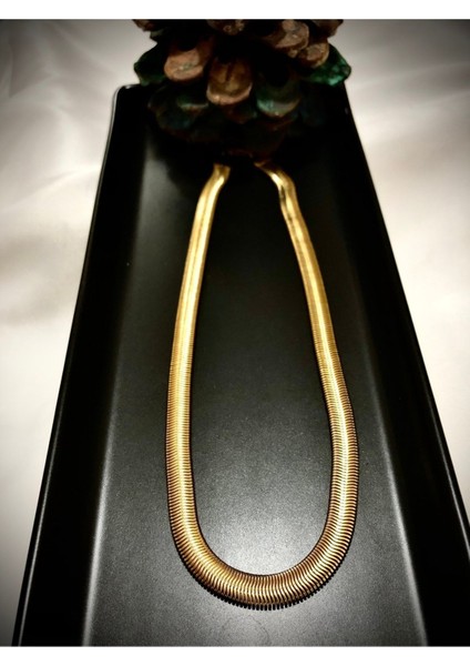 Çelik Gold Italyan Kalın Zincir Yassı Çelik Kolye Zirkon Altın fırsatları