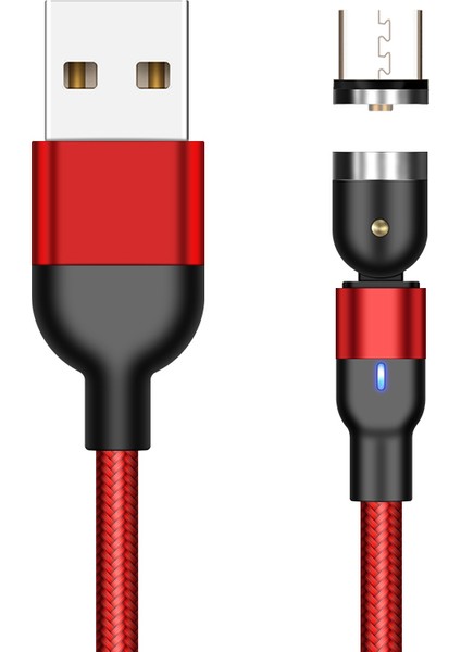 1m 2A Usb'den Mikro Usb'ye Naylon Örgülü Dönebilen Bükülebilir Manyetik Kablo (Yurt Dışından)
