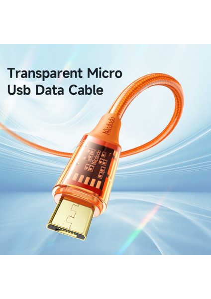 1.8m 3A Mikro USB Şeffaf Tasarım Veri Kablosu Android Telefon Şarj Kablosu (Yurt Dışından)