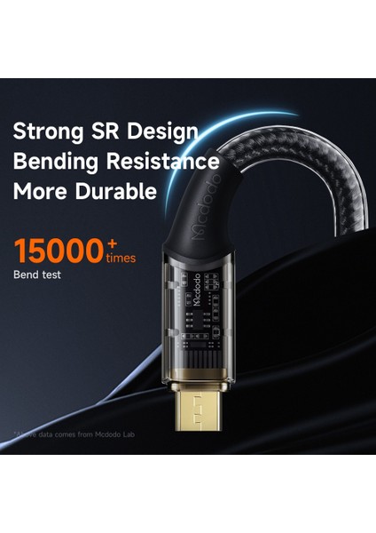 1.8m 3A Mikro USB Şeffaf Tasarım Veri Kablosu Android Telefon Şarj Kablosu (Yurt Dışından)