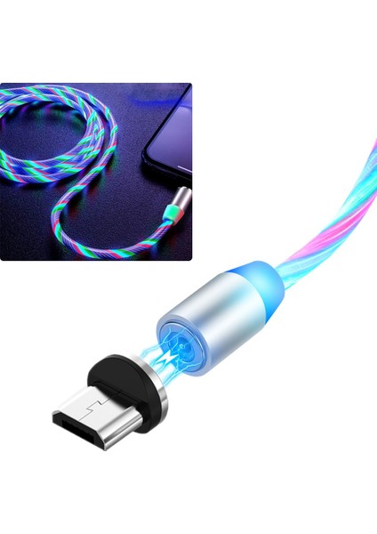 Adsorpsiyon Üç Renkli Streamer Mikro USB Manyetik Şarj Kablosu (Yurt Dışından)