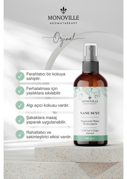 Nane suyu Yastık Spreyi 100 ml (Peppermint Water)