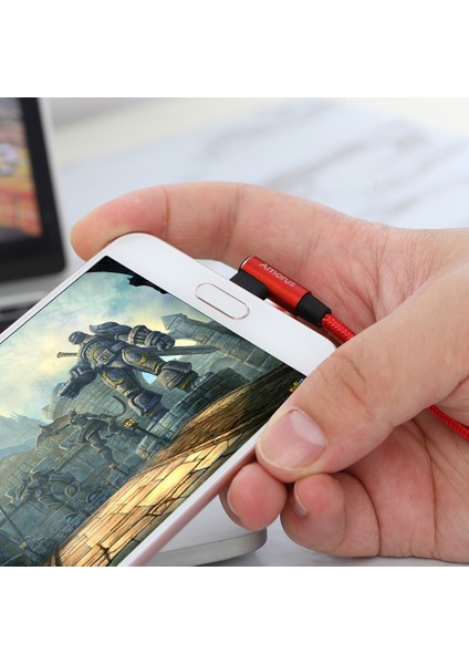 Mikro USB 2A Açılı Başlıklı Alüminyum Alaşımlı Örgülü Veri Kablosu (Yurt Dışından)