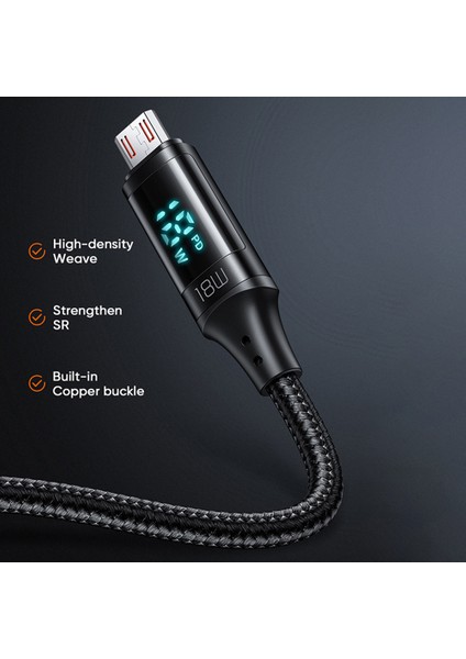 1.2m USB A Mikro USB Kablosu 3A LED Ekran Şarj Kablosu 480MBPS Veri Iletim Kablosu (Yurt Dışından)