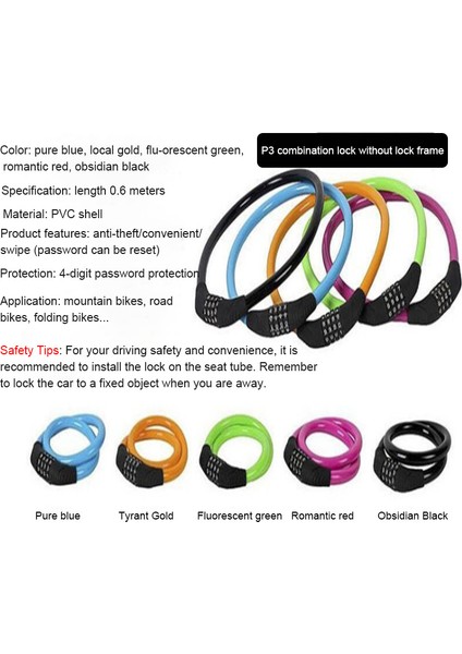 Mavi Stil Bisiklet Kilidi Yüksek Güvenlikli Şifreli Hırsızlık Önleyici Kilitleme Dağ Yol Minik Bisiklet Kilidi Renkli Bisiklet Ekipmanı (Yurt Dışından) indirimleri