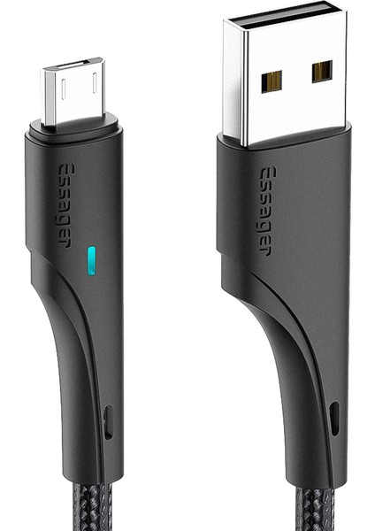 2m Telefon Şarj Kablosu Usb'den Mikro Usb'ye 2.4A Hızlı Şarj 480MBPS Aktarım Kablosu LED Işık Tasarım Kablosu (Yurt Dışından)