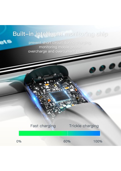 2m Telefon Şarj Kablosu Usb'den Mikro Usb'ye 2.4A Hızlı Şarj 480MBPS Aktarım Kablosu LED Işık Tasarım Kablosu (Yurt Dışından)