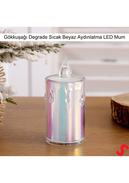 Erimiş Mum Görünümlü,gökkuşağı Işıklı Pilli LED Mum, 8x3,6cmx3 Adet indirimleri
