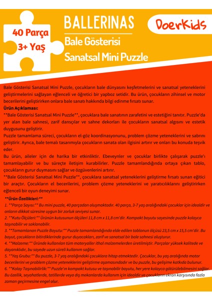 Bale Gösterisi Sanatsal Mini Puzzle