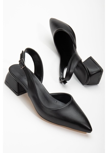 Ossie Siyah Cilt Kadın Topuklu Ayakkabı