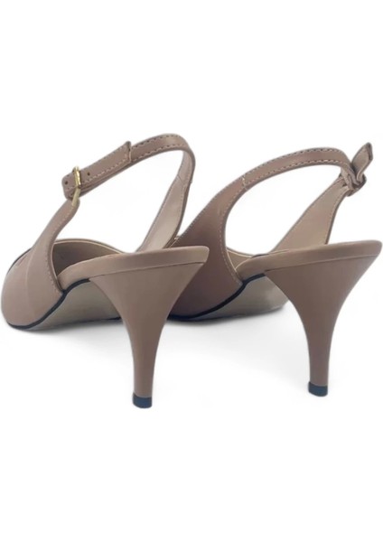 Glamora Bej-Siyah Kadın Rahat Kısa Stiletto Topuklu Ayakkabı fırsatları