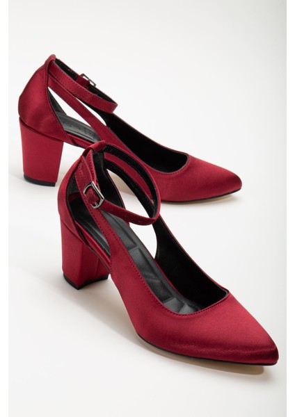 Hero Topuklu Bordo Saten Kadın Ayakkabı