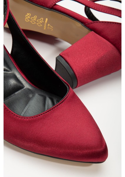 Hero Topuklu Bordo Saten Kadın Ayakkabı modelleri