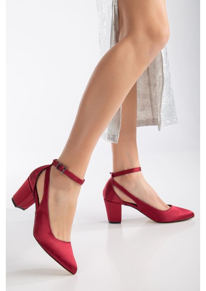 Hero Topuklu Bordo Saten Kadın Ayakkabı fırsatları