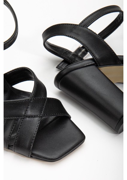 Hope Yüksek Topuklu Siyah Cilt Küt Burun Kadın Ayakkabı modelleri