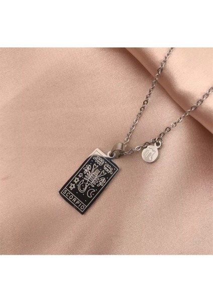 925 Ayar 925 Ayar Gümüş Akrep Burcu Tarot Kolye Gümüş