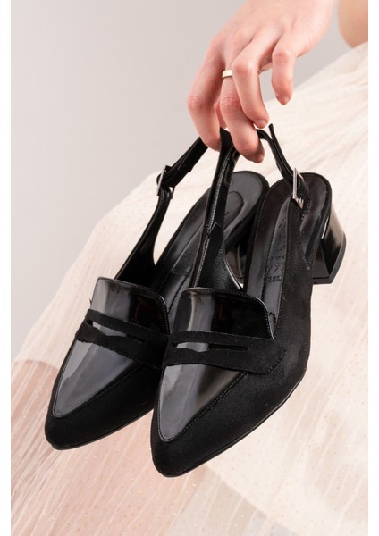 Bert Siyah - Sivri Burun Alçak Topuklu Kadın Ayakkabı modelleri