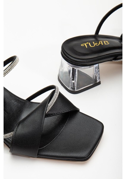 Matty Siyah Taşlı Cilt Alçak Topuklu Ayakkabı modelleri