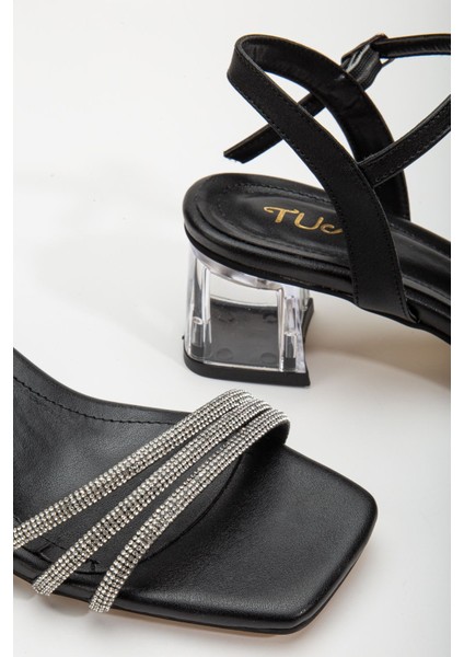 Gerdh Siyah Taşlı Cilt Alçak Topuklu Ayakkabı modelleri