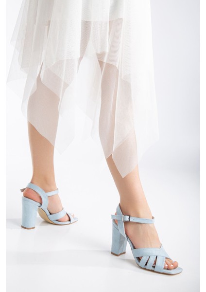 Hope Yüksek Topuklu Bebe Mavisi Küt Burun Kadın Ayakkabı fırsatları
