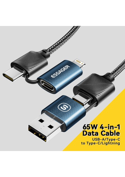 Starlink 0,3 M 65 W Şarj Kablosu Usb-A / Type-C - Type-C / 6 Pin 4'ü 1 Arada Veri Kablosu - Mavi (Yurt Dışından) modelleri