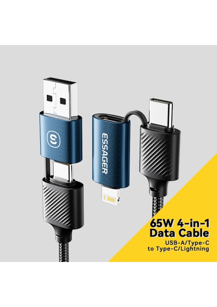 Starlink 0,3 M 65 W Şarj Kablosu Usb-A / Type-C - Type-C / 6 Pin 4'ü 1 Arada Veri Kablosu - Mavi (Yurt Dışından) fırsatları