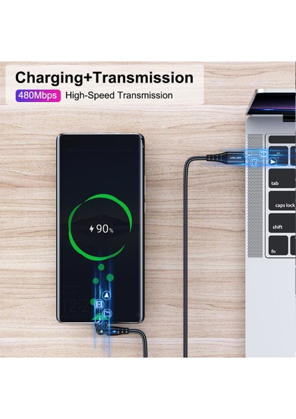 2m 60W Tip C'den Tip C'ye Kablo 180 Derece Dönüş LED Işıklı Pd Şarj Kablosu (Yurt Dışından)